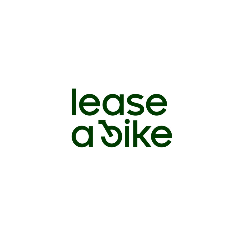 "Lease a bike"-Logo mit dunkelgrünem Text, wobei der Buchstabe 'b' in 'bike' als Fahrrad stilisiert ist.